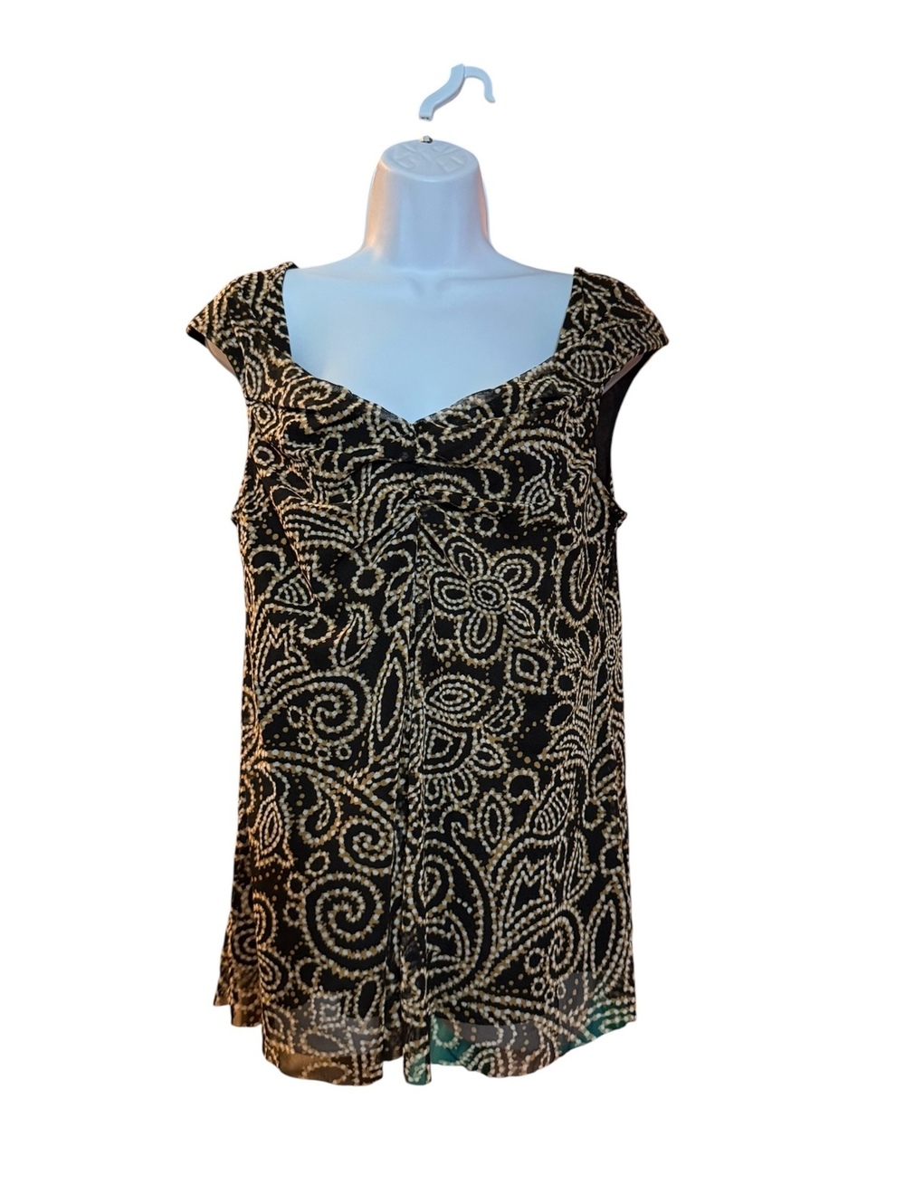 Rafaella Black and White Floral Cap Sleeve Blouse